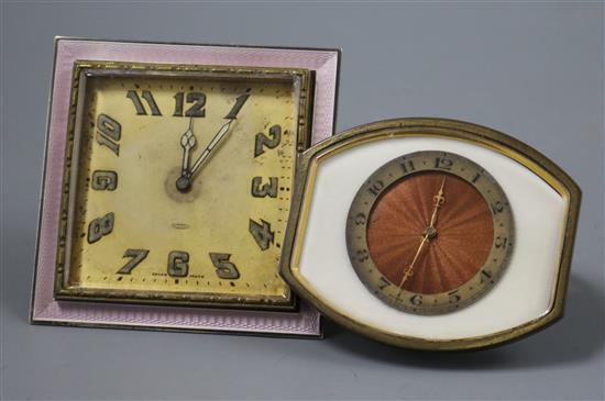 Two enamelled travelling timepieces